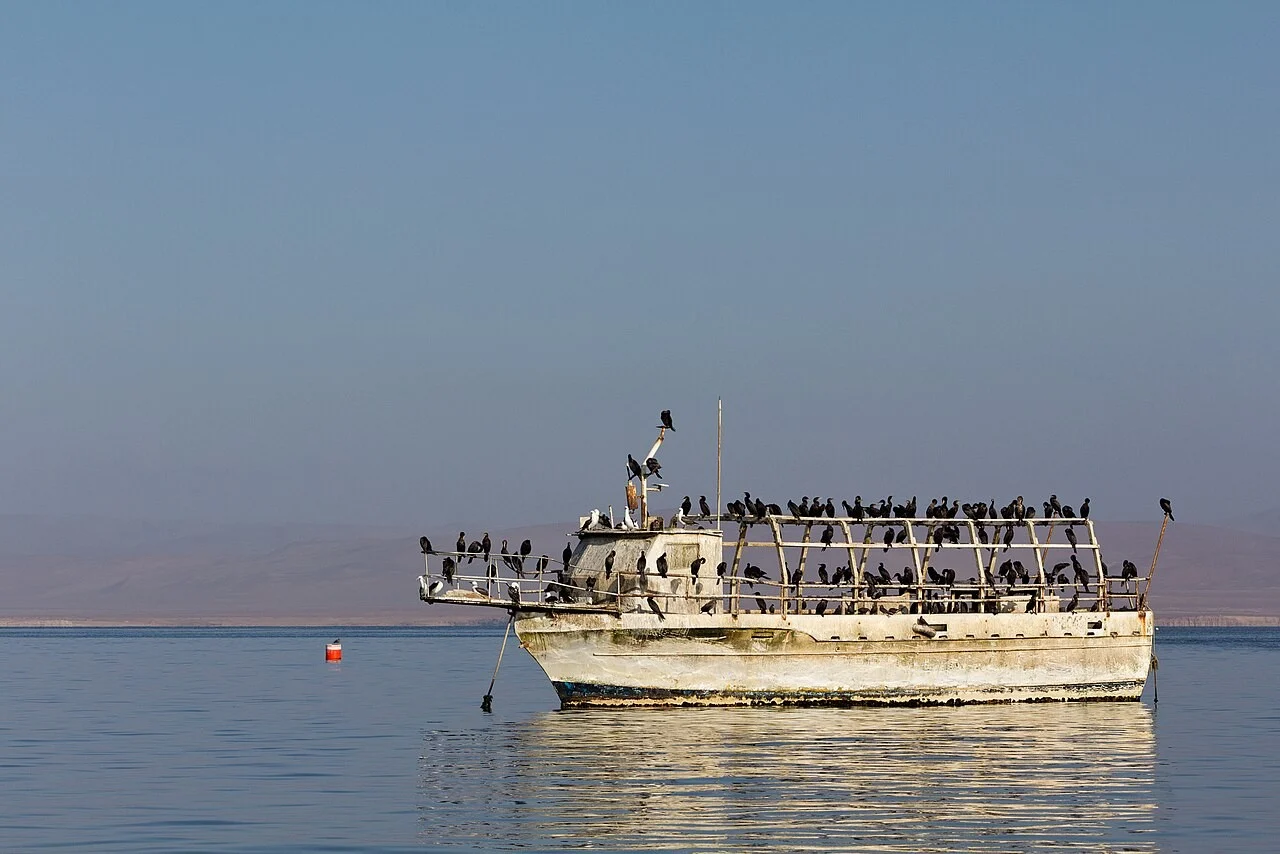 Passenger boat carrying visitors near the Ballestas Islands